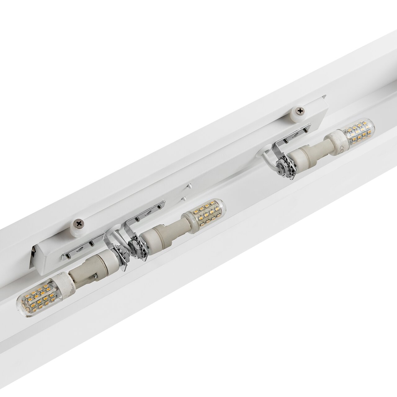 Moderne Wandleuchte mit zwei LED-Lampen, seitliche Perspektive
