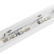 Moderne Wandleuchte mit zwei LED-Lampen, seitliche Perspektive