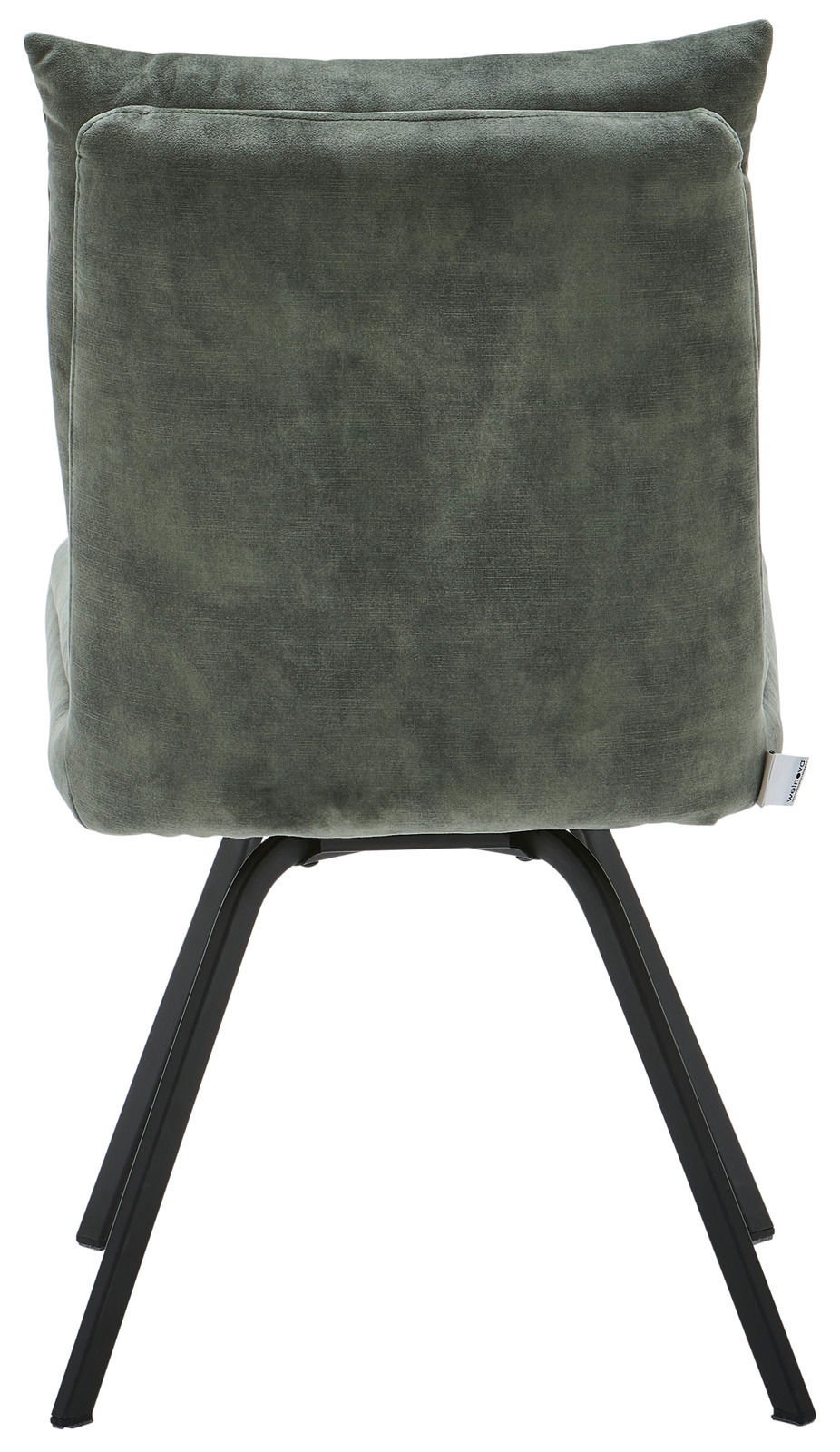 Rückansicht eines grünen Stuhls mit schwarzem Metallgestell