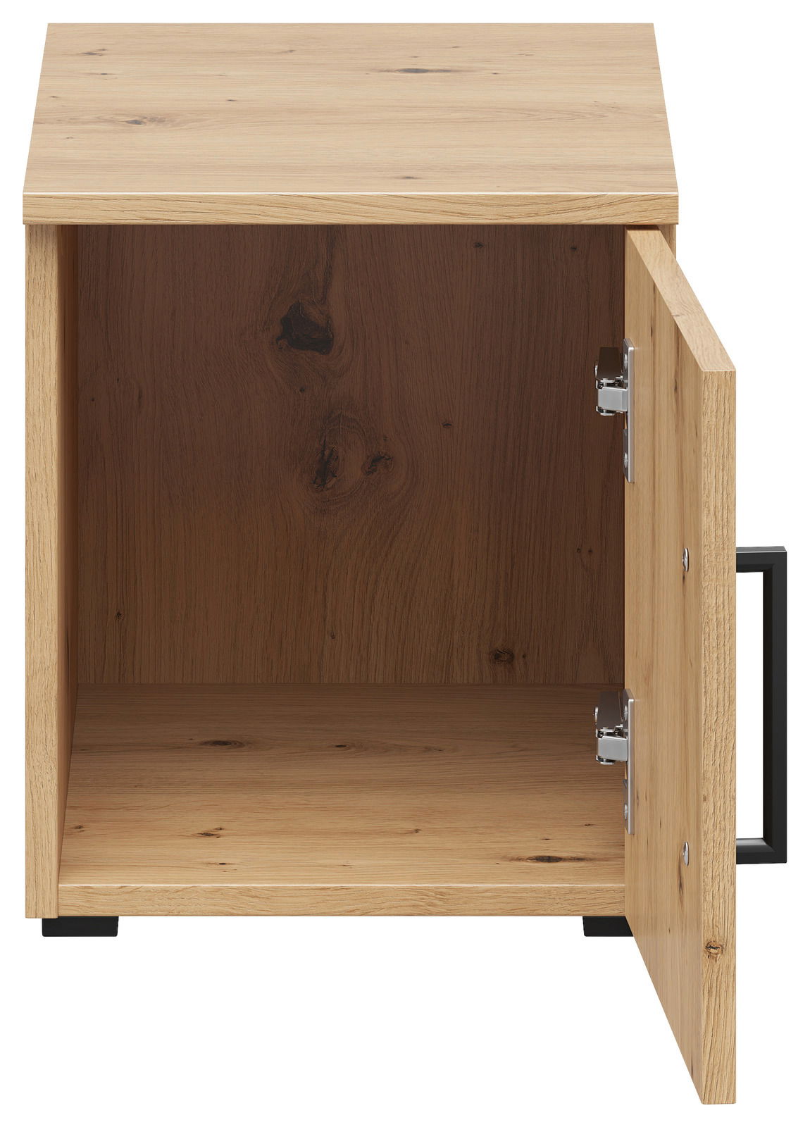 Holz-Aufsatzschrank mit geöffneter Tür, Frontansicht