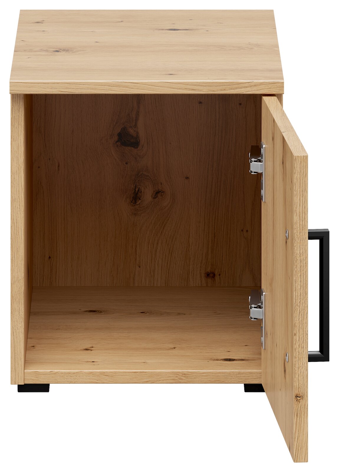 Holz-Aufsatzschrank mit geöffneter Tür, Frontansicht