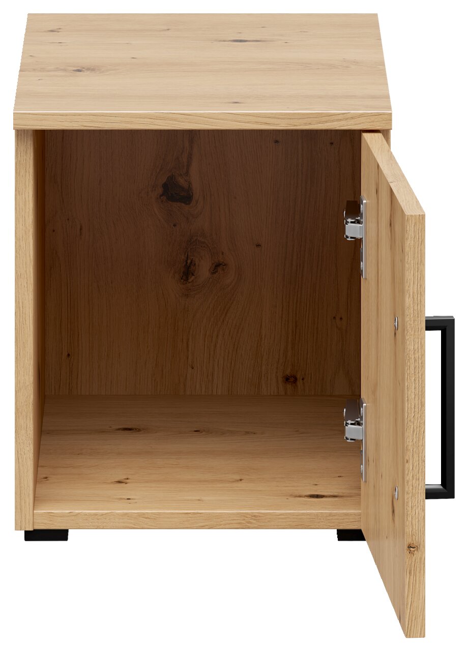 Holz-Aufsatzschrank mit geöffneter Tür, Frontansicht