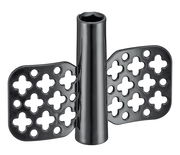 Schwarzes Kunststoffteil mit durchbrochenem Design, frontal abgebildet, vermutlich ein Zubehör für den Multischneider Turbo.