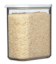 Vorratsdose Modula 1500 ml mit weißem Deckel, gefüllt mit Reis, aus der Frontalperspektive