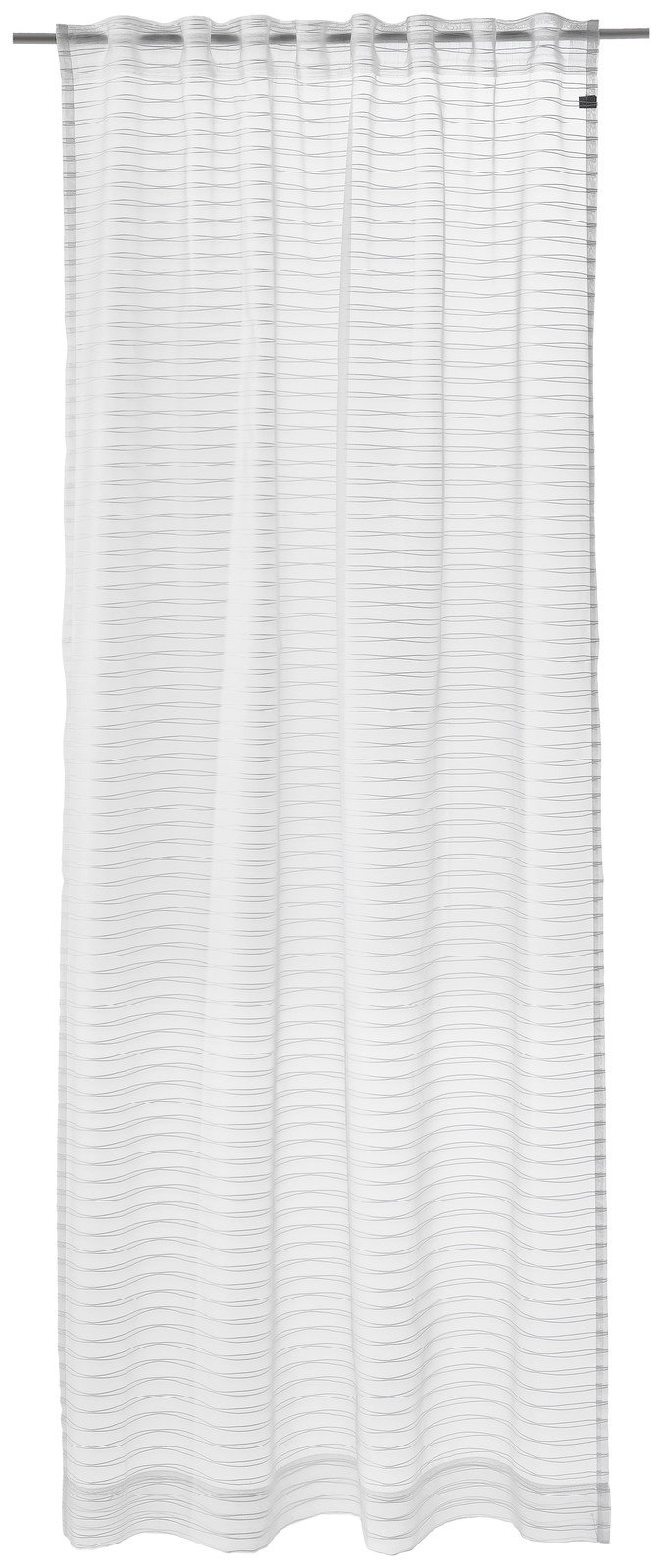 JOOP! Dekoschal J!WATERLINE Weißer Dekoschal mit feinen horizontalen Linien, frontal aufgenommen.