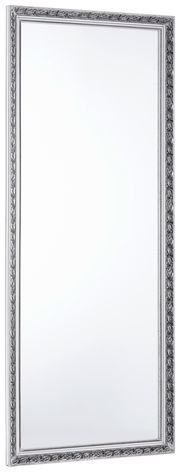 Großer rechteckiger Spiegel mit dekorativem Rahmen, seitliche Perspektive