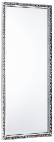 Großer rechteckiger Spiegel mit dekorativem Rahmen, seitliche Perspektive