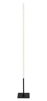Schlanke LED-Stehleuchte mit rechteckigem Sockel, frontal abgebildet.