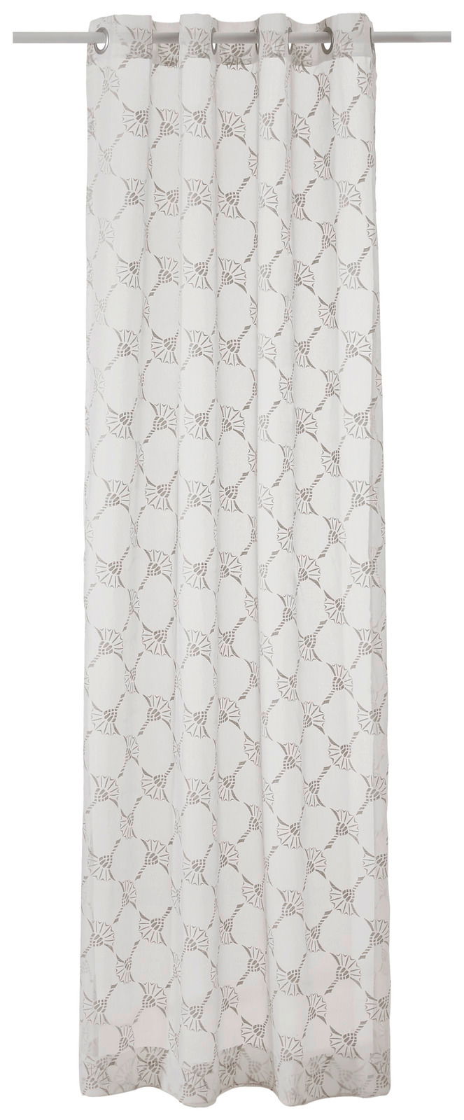 Ösenvorhang J!Airy natur mit geometrischem Muster, Frontalansicht