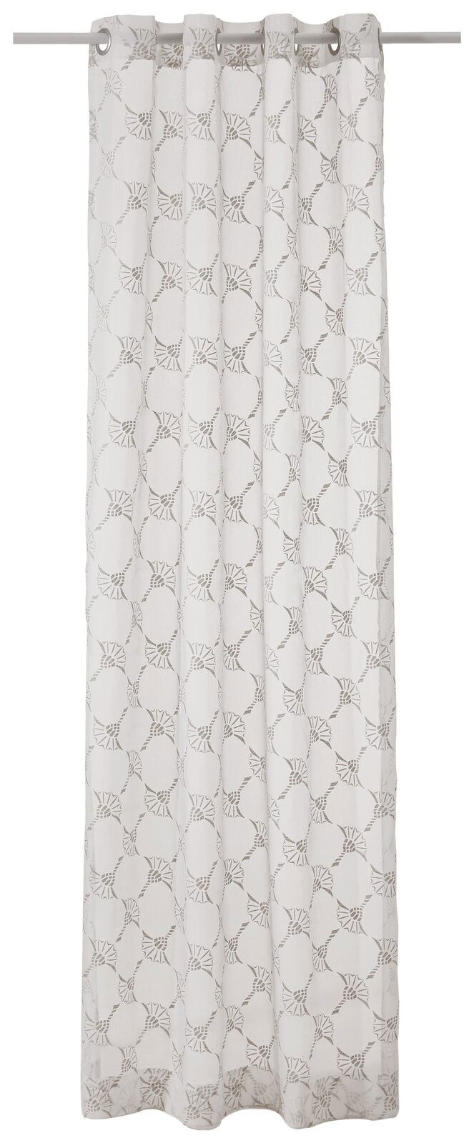 Ösenvorhang J!Airy natur mit geometrischem Muster, Frontalansicht