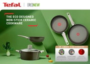 Wokpfanne 28cm Renewal von Tefal, aus der Vogelperspektive, mit umweltfreundlichem, antihaftbeschichtetem Keramikdesign.