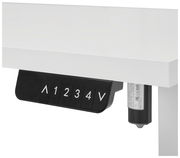 Elektrisches Fußgestell mit Bedienfeld, seitliche Perspektive