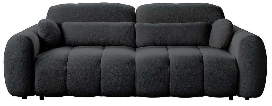 Schwarzes Funktionssofa mit weicher Polsterung, Frontalansicht