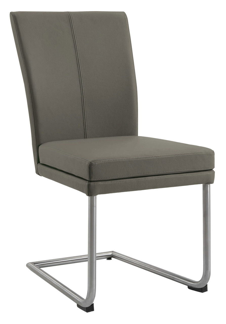 Valdera Freischwinger-Stuhl COLORA Freischwinger-Stuhl in seitlicher Perspektive mit grauem Polster und Metallgestell