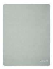 Graue Decke mit JOOP! Logo, Draufsicht