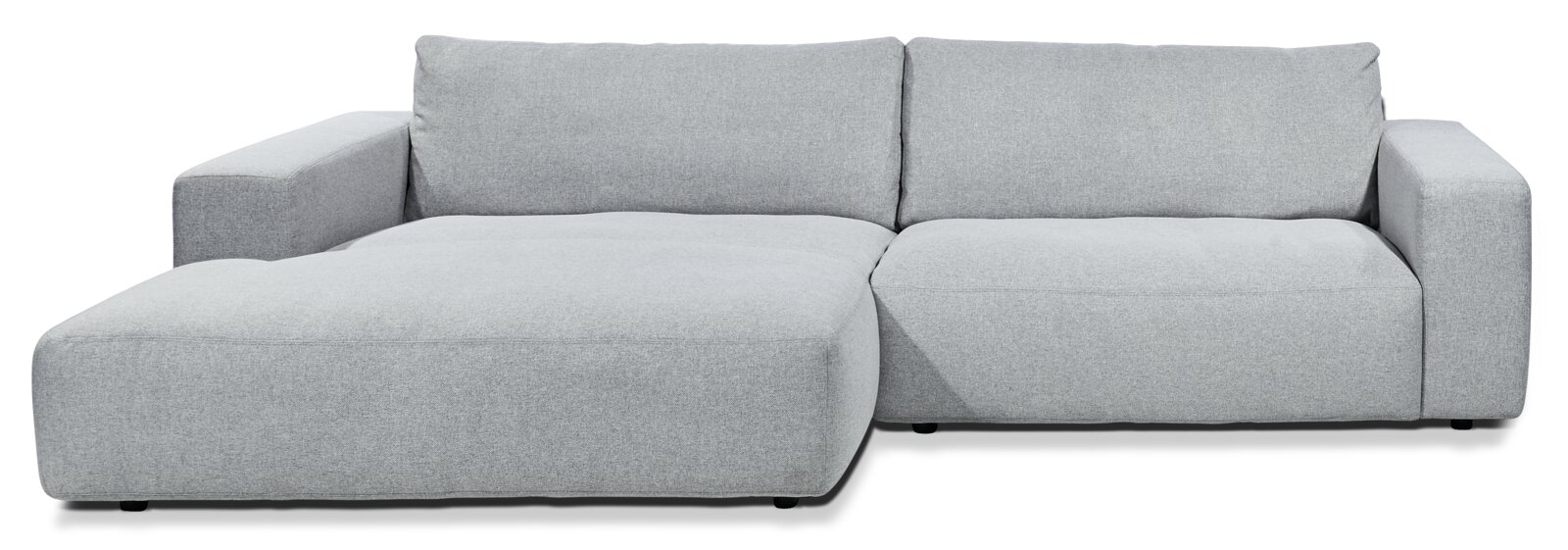 Grijze longchair-set van stof, gezien vanaf de linkervoorzijde