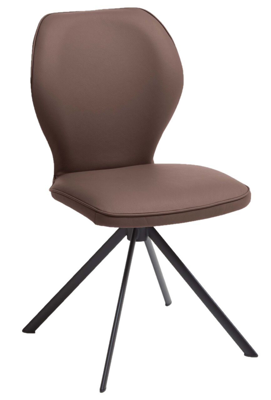 Valdera Stuhl COLORADO-TREND-LINE Moderner brauner Stuhl mit gepolsterter Sitzfläche und Rückenlehne, schwarzes Metallgestell, seitliche Perspektive