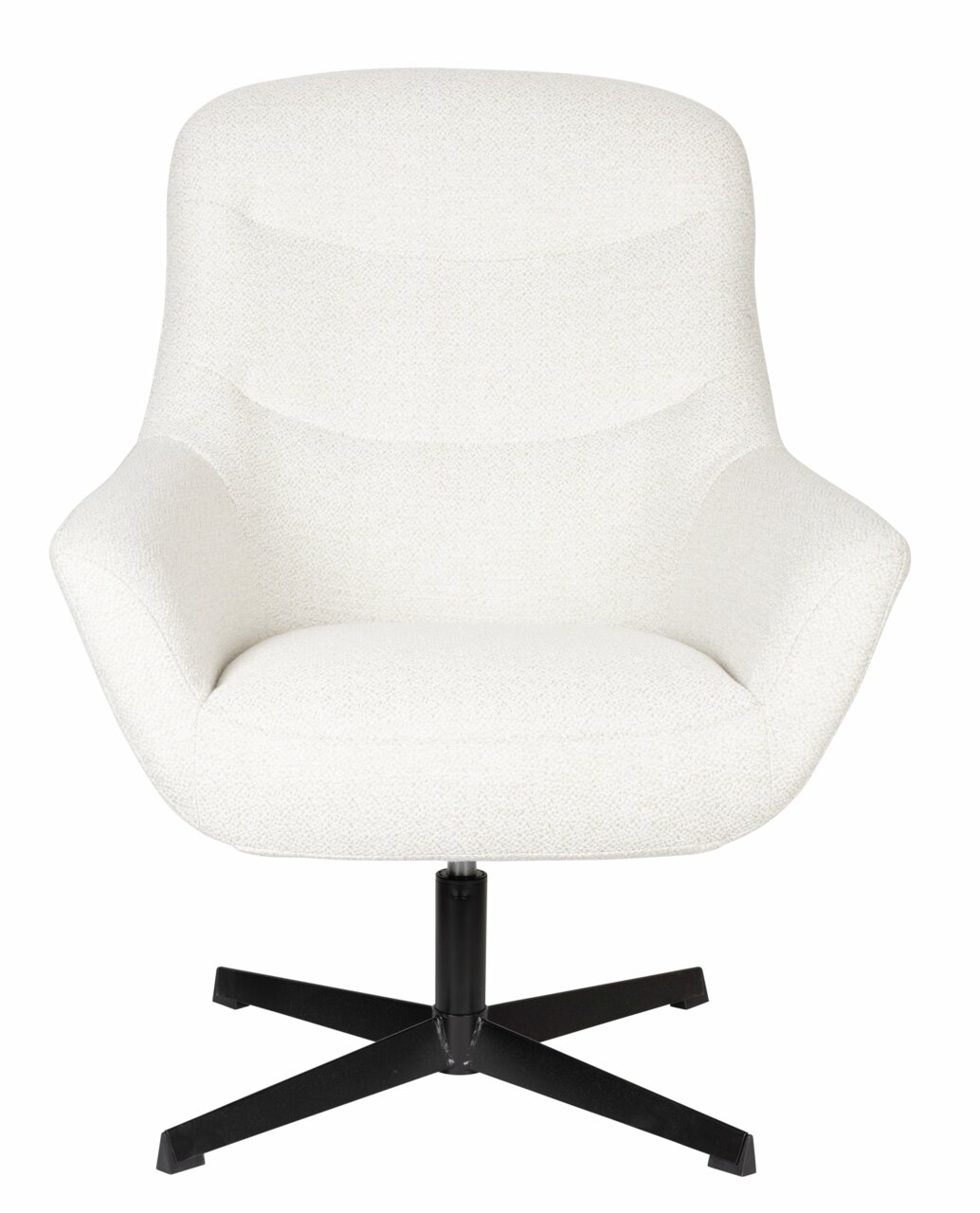 Weißer Loungesessel mit schwarzem Metallfuß, Frontalansicht