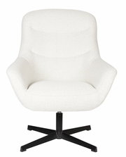 Weißer Loungesessel mit schwarzem Metallfuß, Frontalansicht