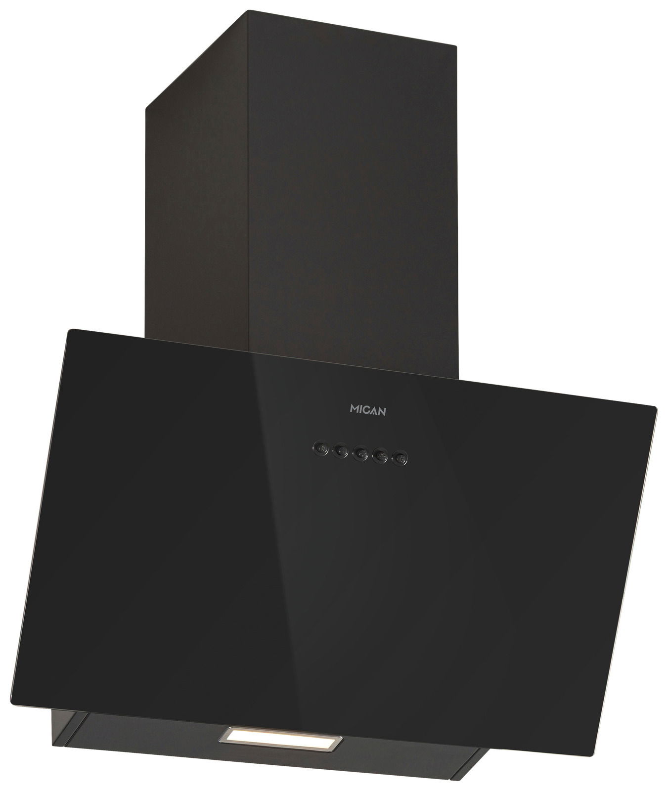 Mican Afzuigkap KHA400MOFSA Moderne schwarze Dunstabzugshaube mit schrägem Design, Vorderansicht