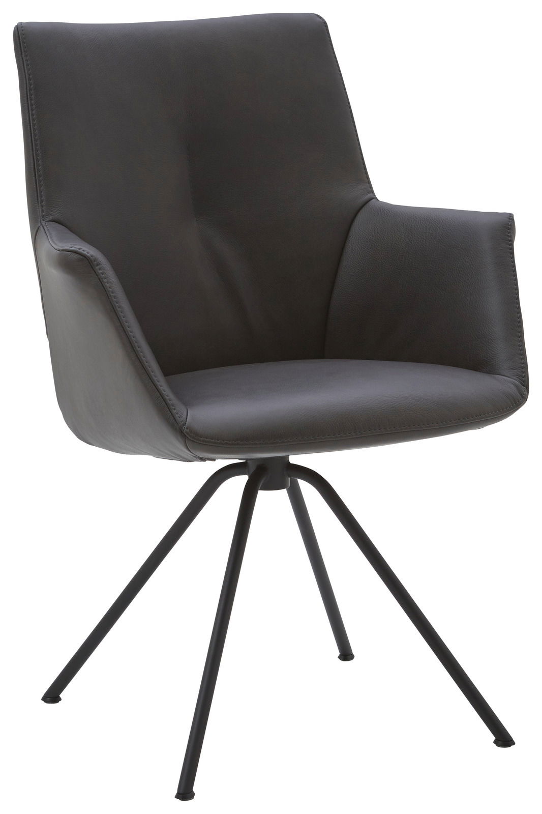 Dieter Knoll Sessel CHESTER Moderner schwarzer Sessel mit Metallbeinen, seitliche Perspektive