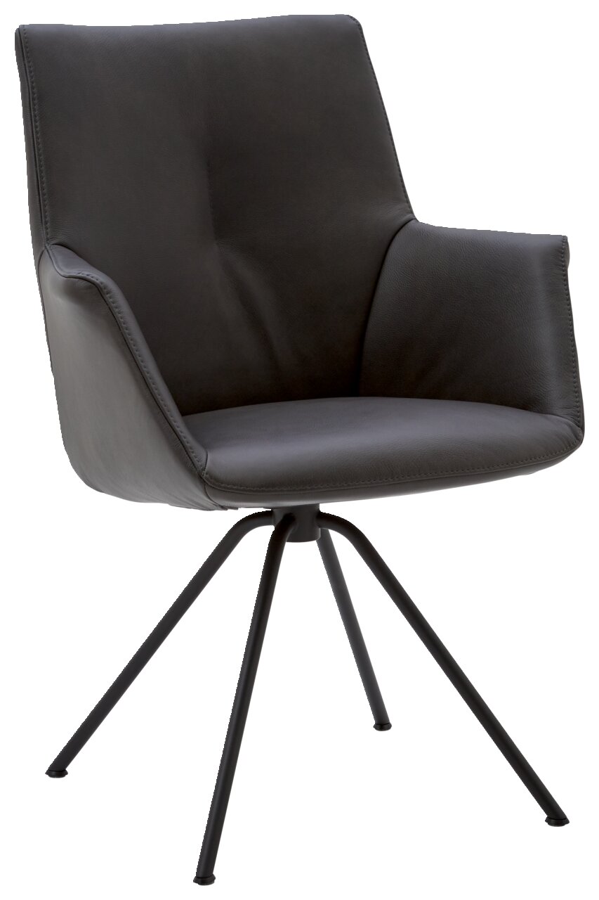 Dieter Knoll Sessel CHESTER Moderner schwarzer Sessel mit Metallbeinen, seitliche Perspektive