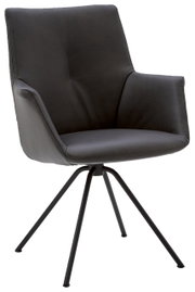 Moderne zwarte fauteuil met metalen poten, zijaanzicht
