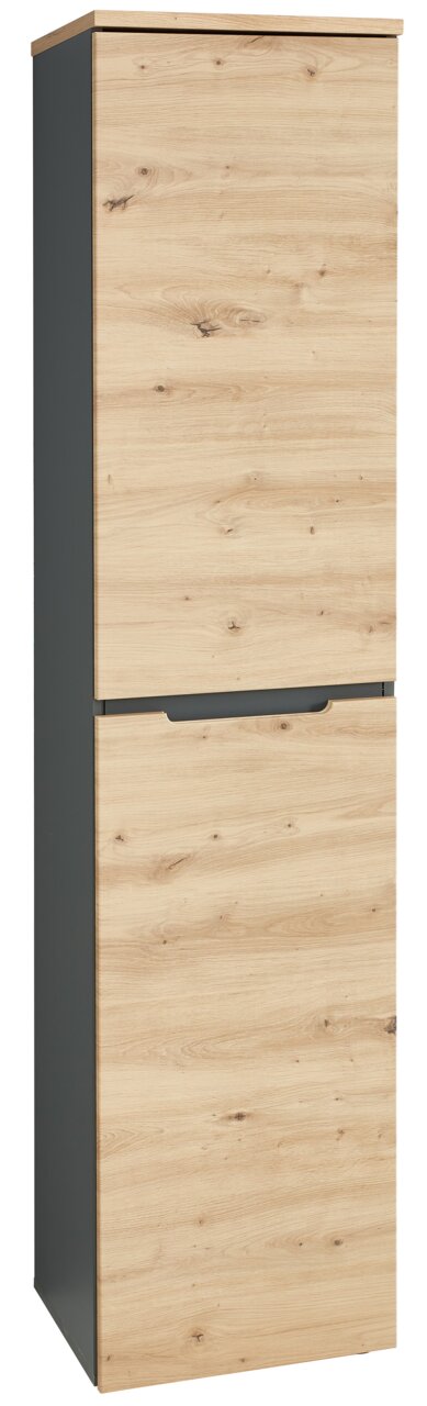 Voleo Aktenschrank schmal DETROIT Schmaler Aktenschrank in Holzoptik mit zwei Türen, seitliche Perspektive