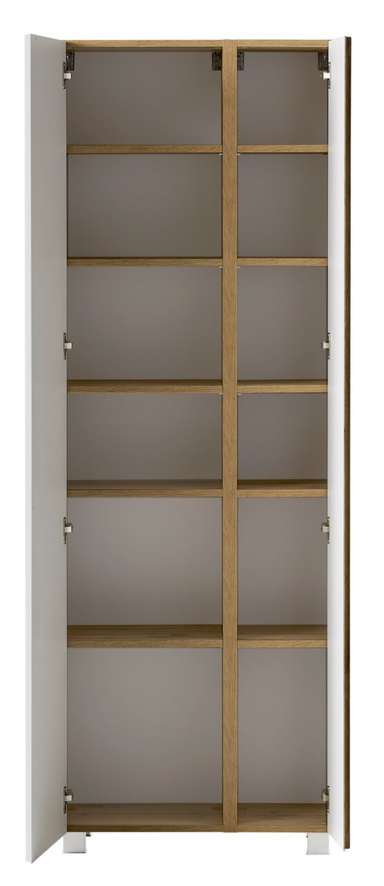 XORA Hochschrank VARESE Offener Hochschrank mit mehreren Regalböden, aus Holz und Metall, Frontalansicht