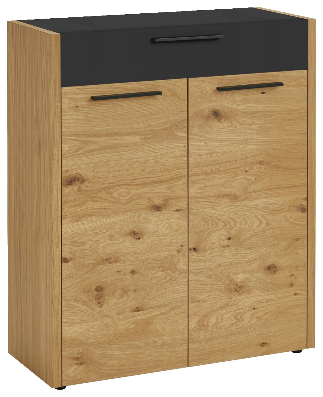 VOSS Schuhschrank LEVIO Moderner Schuhschrank aus Holz mit zwei Türen und einer Schublade, Frontansicht