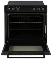 Einbauherd-Set in Frontalansicht mit geöffneter Tür und sichtbarem Innenraum.