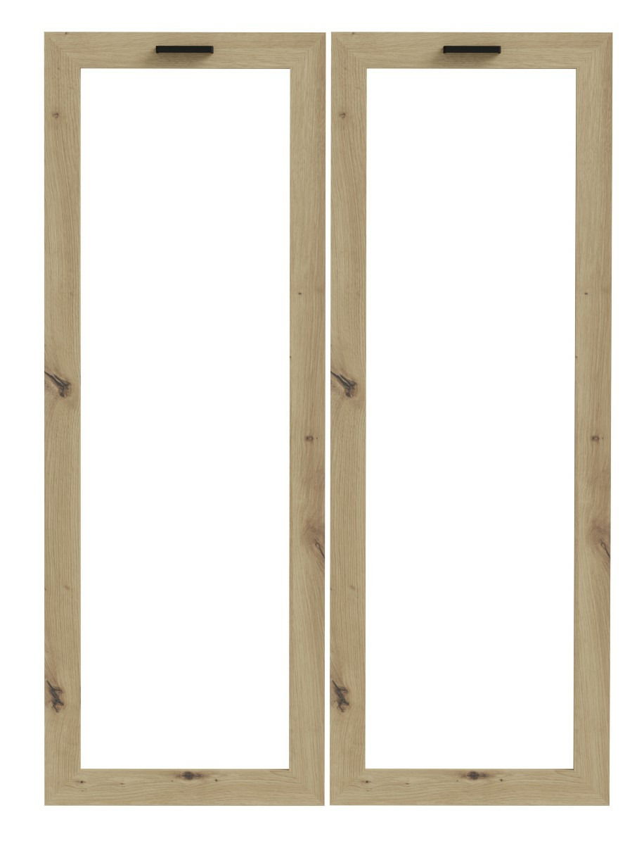 Zwei Glasrahmen aus Holz in Frontalansicht, geeignet für ein Glas Türen Set.