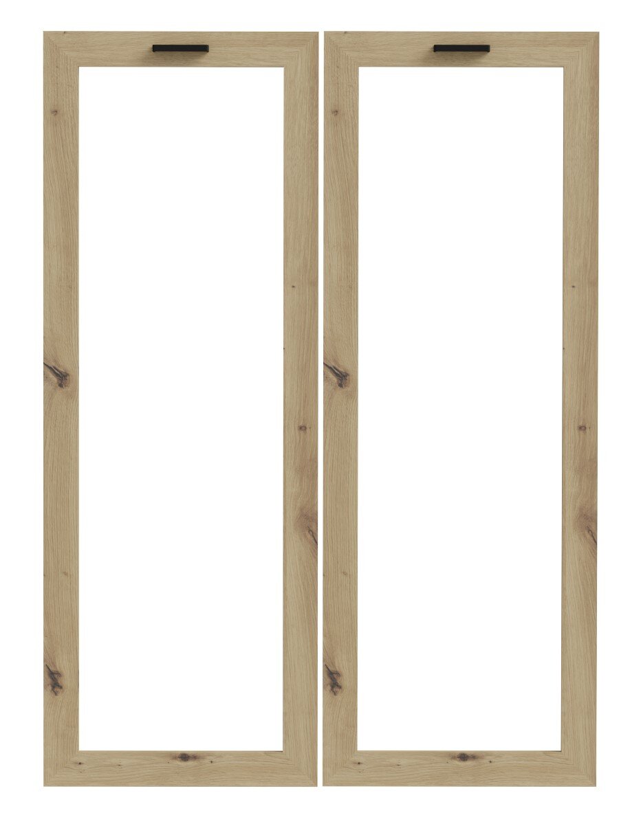 Zwei Glasrahmen aus Holz in Frontalansicht, geeignet für ein Glas Türen Set.