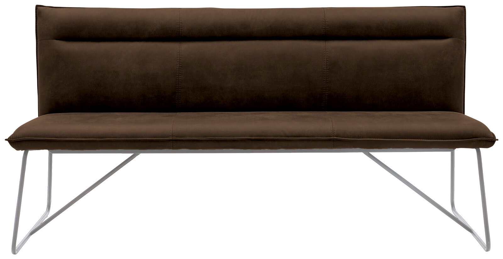 Braune Bank mit Metallbeinen, Vorderansicht