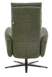 Rückansicht eines grünen Relax-Sessels mit schwarzem Drehfuß