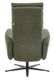 Rückansicht eines grünen Relax-Sessels mit schwarzem Drehfuß
