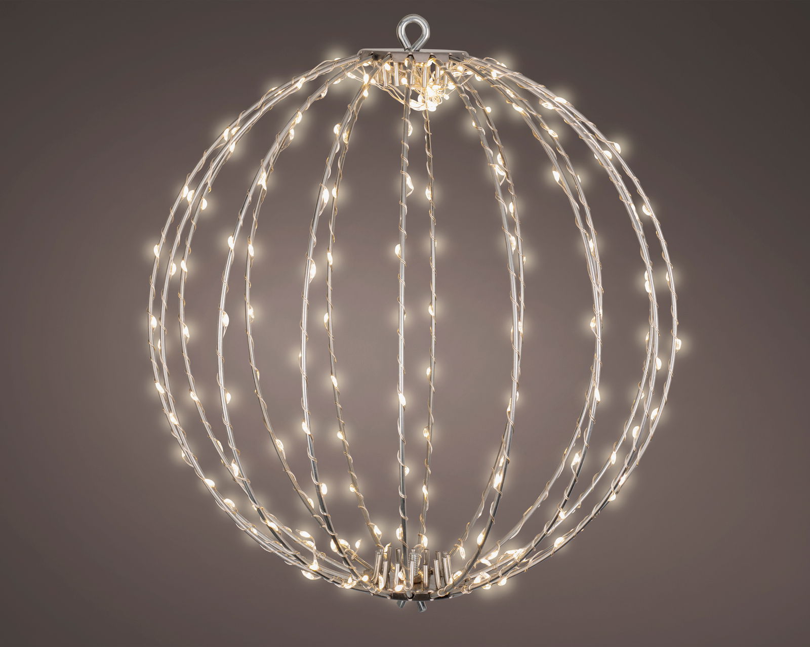 Silberner Lichtball mit Micro-LEDs, seitliche Perspektive