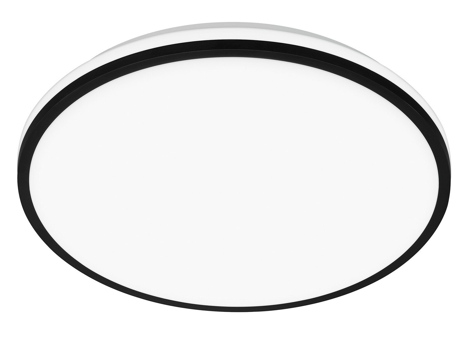 Briloner LED-Deckenleuchte PULAP A Runde LED-Deckenleuchte mit schwarzem Rand, seitliche Perspektive