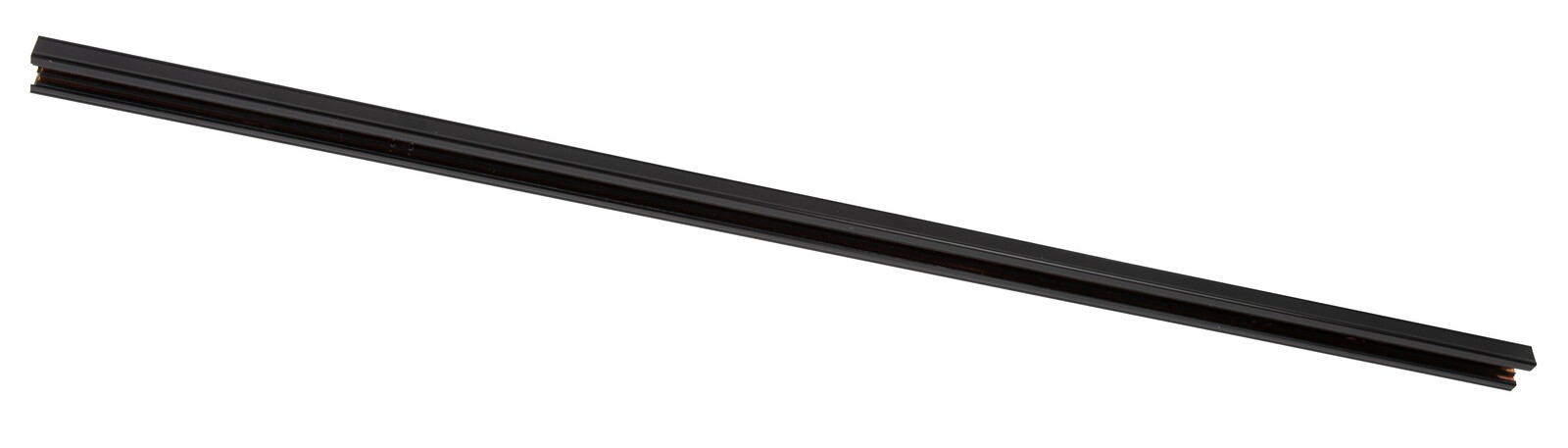 Schwarze Stromschiene von Lucide, 100 cm lang, in diagonaler Perspektive fotografiert.
