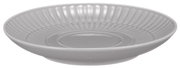 Kleine graue Kombi-Untertasse mit geriffeltem Rand, seitliche Perspektive
