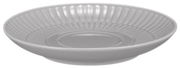 Kleine graue Kombi-Untertasse mit geriffeltem Rand, seitliche Perspektive