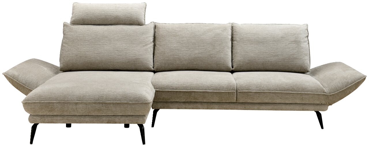 Beige Longchair-Kombination mit linker Chaiselongue, frontal betrachtet