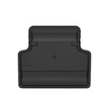 Rückansicht eines schwarzen Kunststoffteils, vermutlich Teil eines Reinigungsgeräts, mit rechteckiger Form und abgerundeten Ecken.