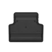 Rückansicht eines schwarzen Kunststoffteils, vermutlich Teil eines Reinigungsgeräts, mit rechteckiger Form und abgerundeten Ecken.