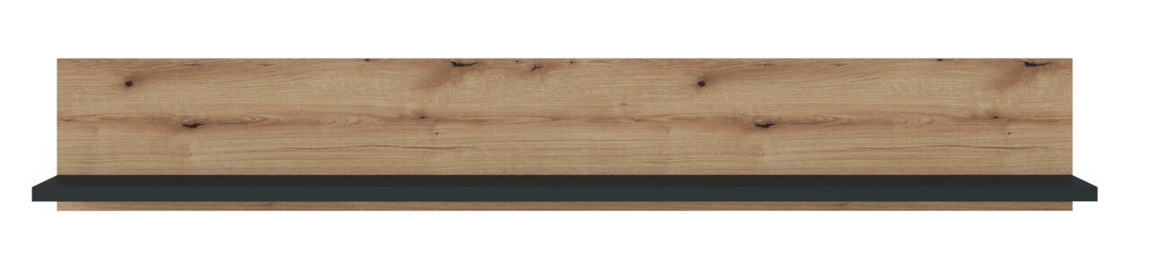 Wandboard aus Holz mit dunkler Ablage, frontale Ansicht