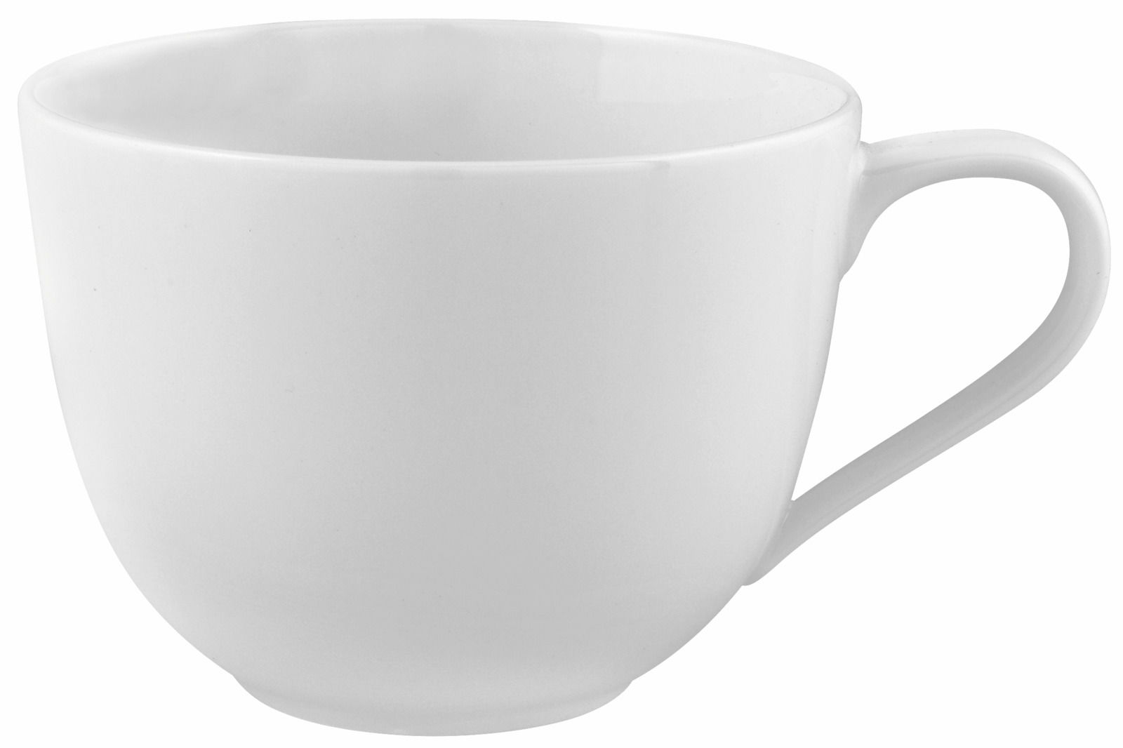 Weiße Kaffeeobertasse 0,20 l aus Porzellan, seitliche Perspektive