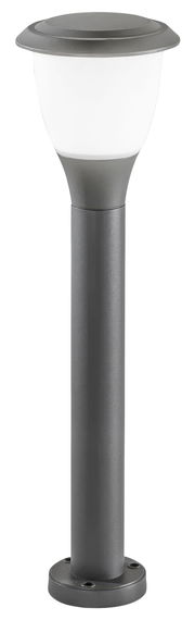 Moderne Pollerleuchte in Grau, seitliche Perspektive