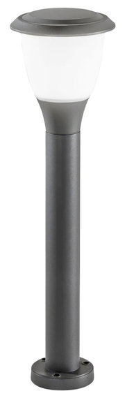Moderne Pollerleuchte in Grau, seitliche Perspektive