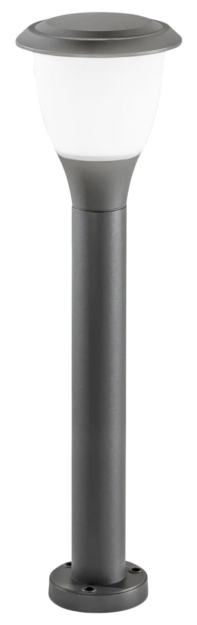 Moderne Pollerleuchte in Grau, seitliche Perspektive