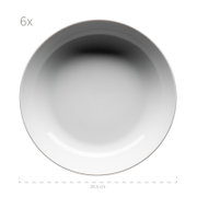 Weißer tiefer Suppenteller/Schale im 6er-Set, Ø ca. 20,5 cm, Draufsicht von oben auf weißem Hintergrund